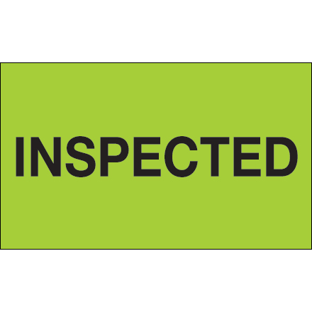 3 x 5" - "Inspected" (Fluorescent Green) Labels