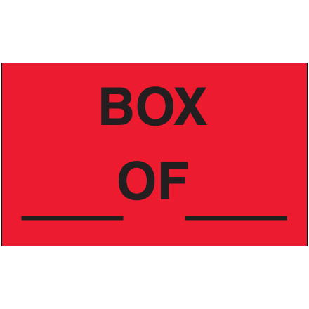 3 x 5" - "Box ___ of ___" (Fluorescent Red) Labels