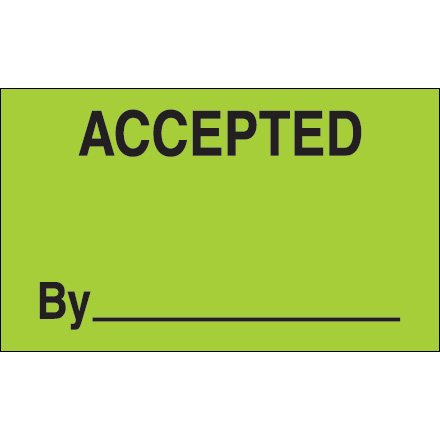 3 x 5" - "Accepted By" (Fluorescent Green) Labels