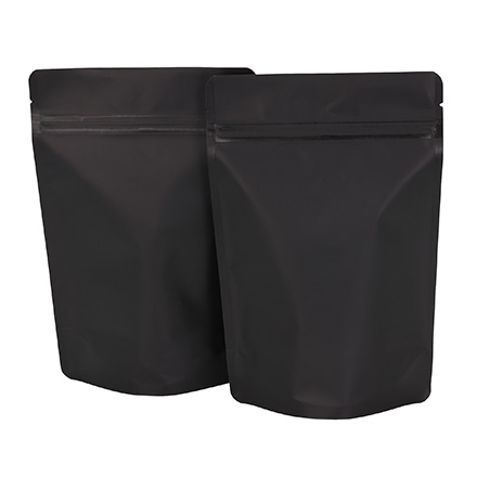 9 x 13 <span class='fraction'>1/2</span> x 4 <span class='fraction'>3/4</span>", Black - Matte Stand-Up Barrier Pouches